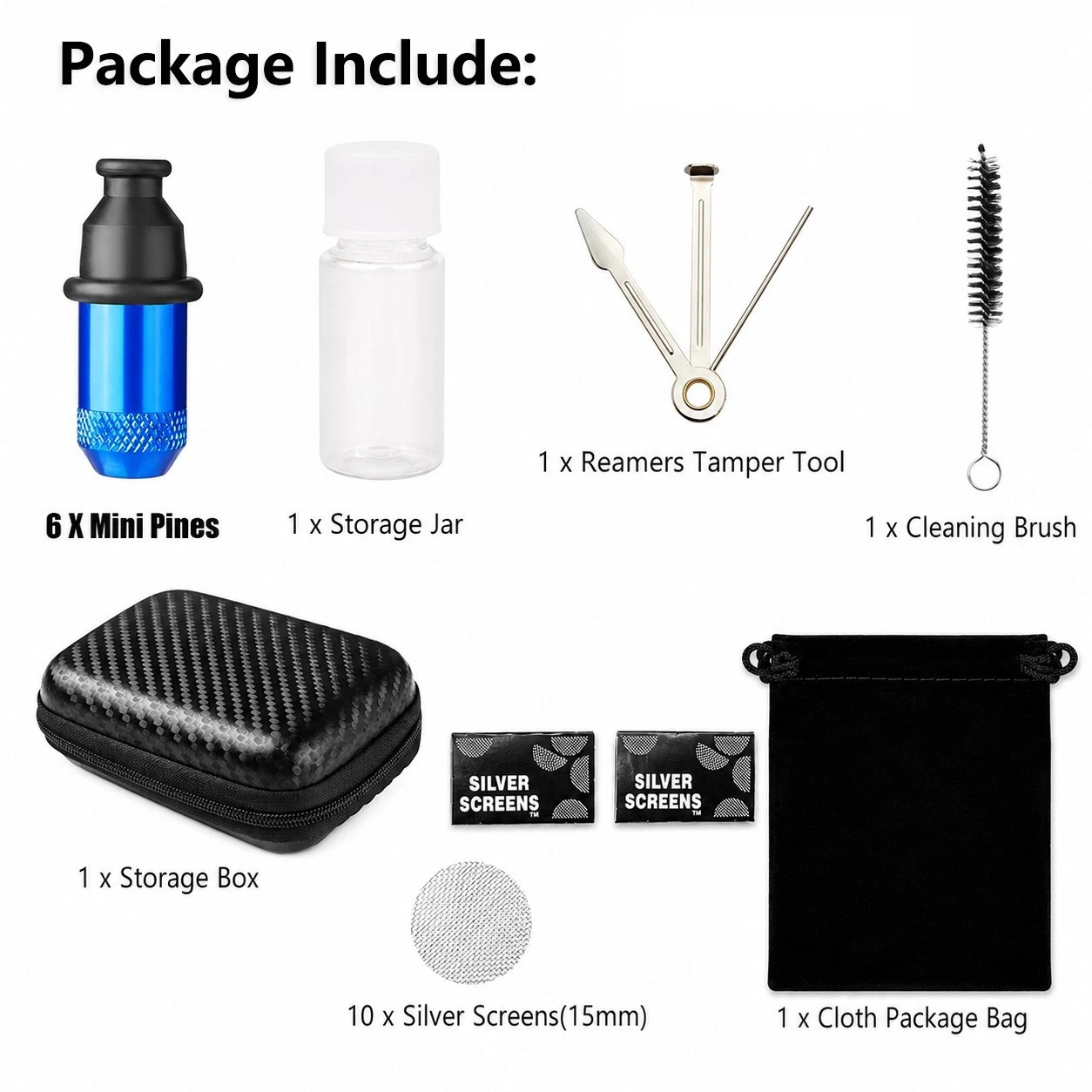 6 Pack Mini One Hitter Metal Tobacco Portable Smoking Pipe With Cleaning tools
