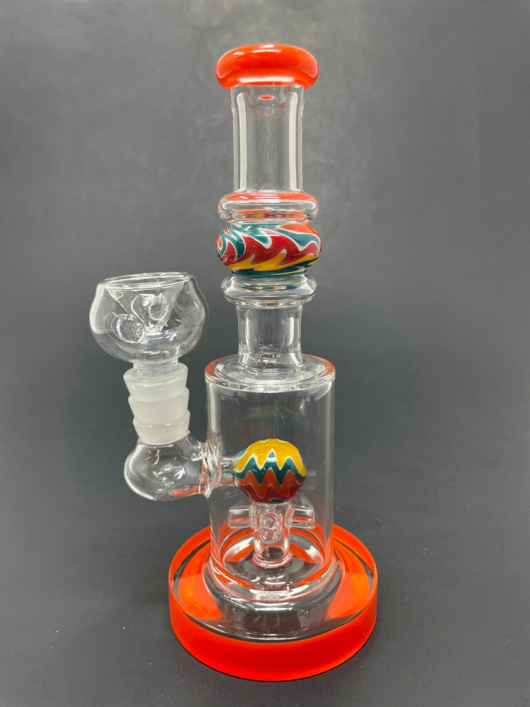 Hookah Water Pipe Glass 7″ Orange Single Percolator Ball Bong w/ Splash Guard