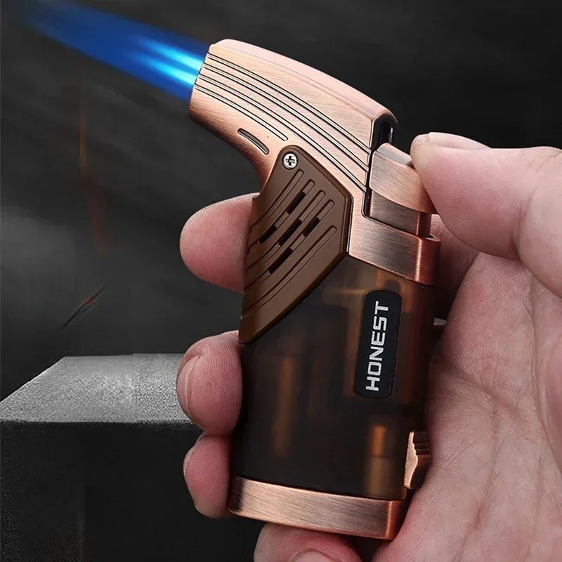 Windproof Cigar Lighter 2 Jet Torch Plastic Gas Butane Blue Flame Cigar Smoking