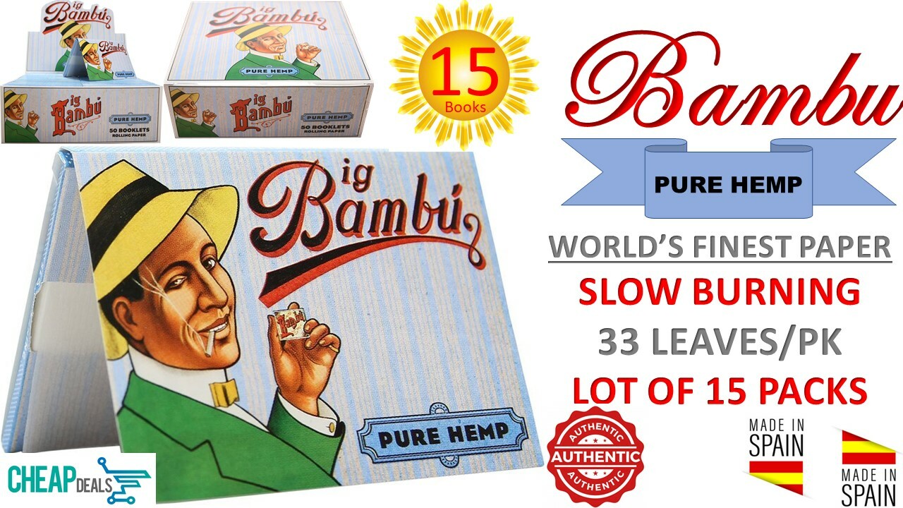 15 Big Bambu 1 1/2″PURE HEMP World’s Finest Rolling Paper 33 Leaves/Book (SPAIN)