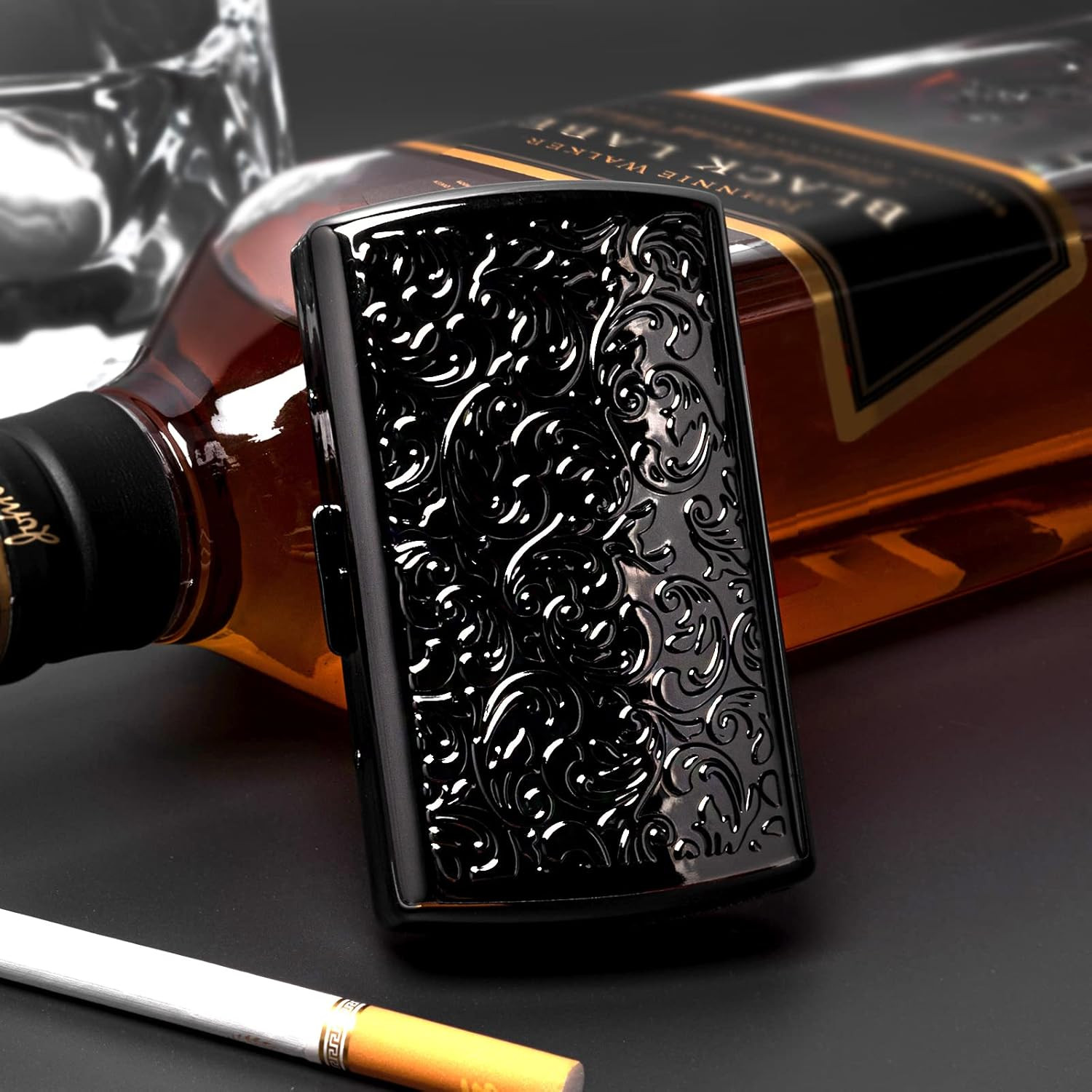 Vintage Slim Metal Cigarette Case & Dispenser – Small Cigarette Holder Case/Box,