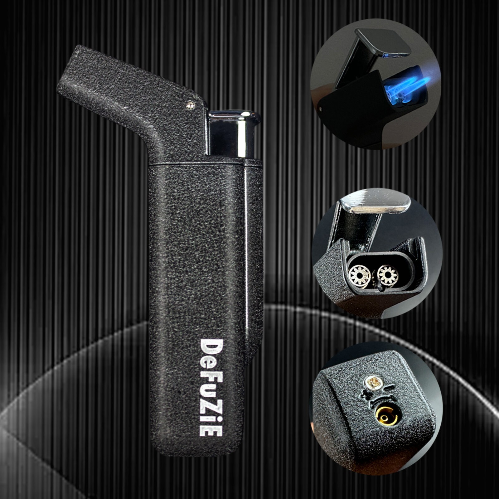 DefuZiE Torch Lighter Windproof Adjustable Jet Flame Butane Lighter for Cigar