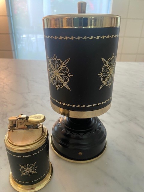 Vintage Music Box Cigarette Dispenser & Matching Lighter, Music of “Ya Mustafa”