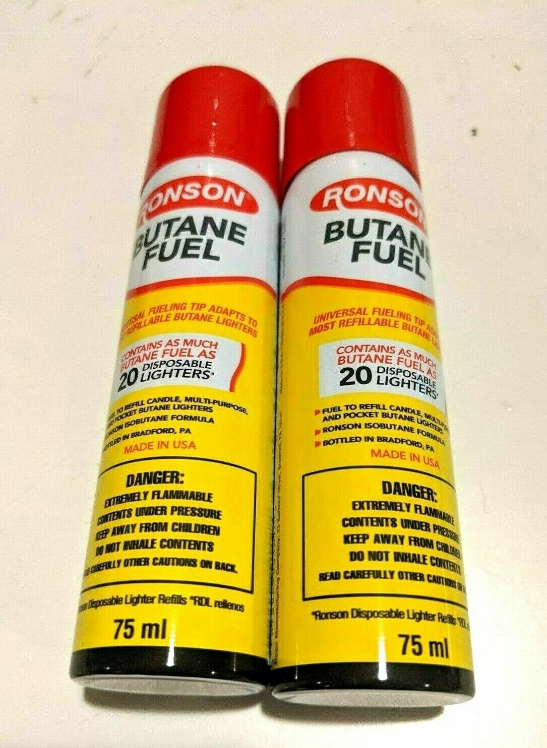 Lot of 2 Ronson Butane 75ml/2.54 fl oz Refill Fuel Gas for Lighters/ Torch /