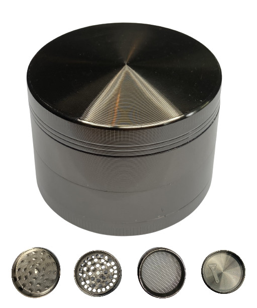 Herb Grinder 2.5″ inch Large Spice 4-Piece Crusher Metal Grey Dry Gift 63mm New