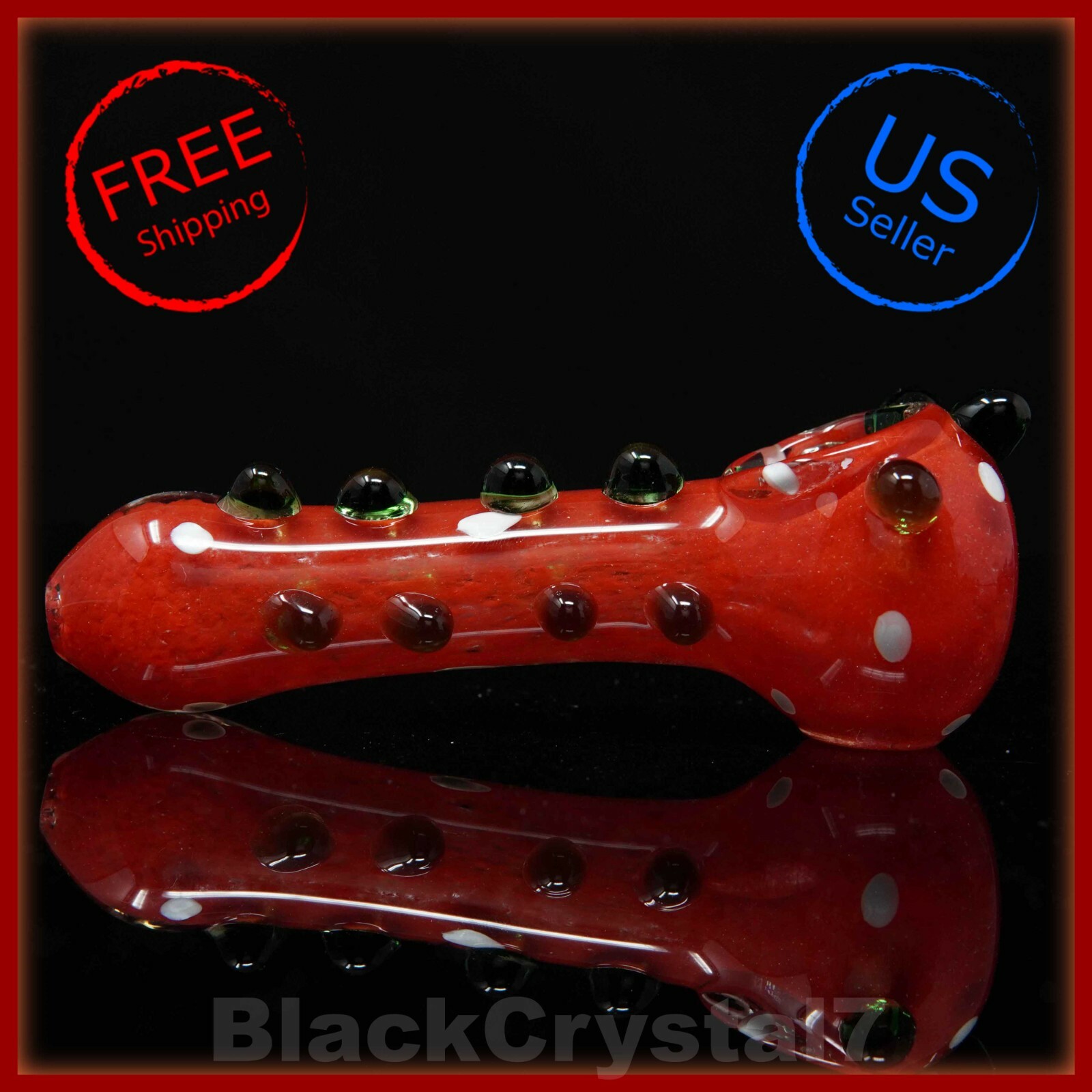 4.5 in Handmade Crimson Red Spiked Lux Stud Tobacco Smoking Bowl Glass Pipes