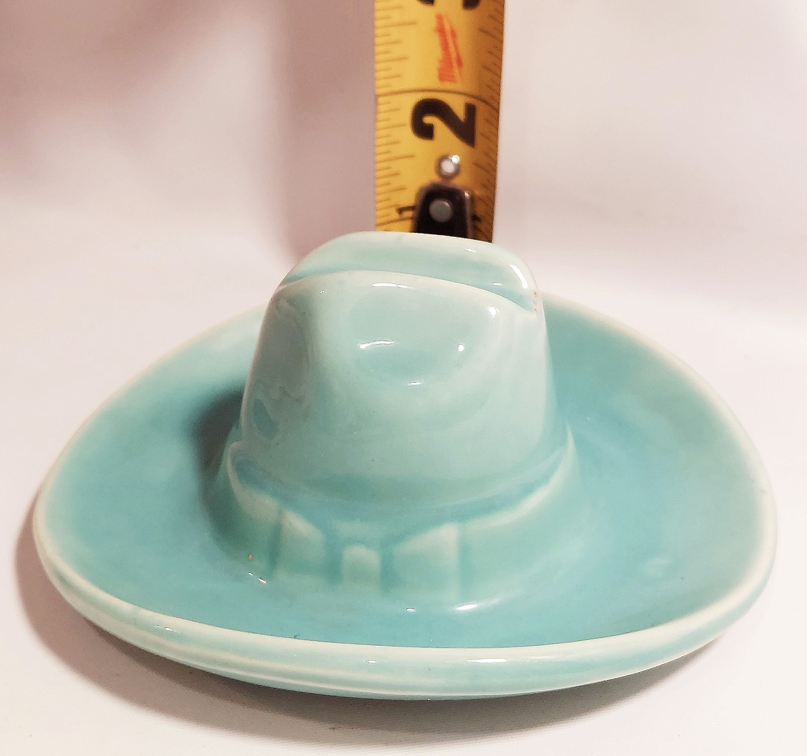 Bauer Pottery Ashtray MCM Tourquice / Aqua Glaze Cowboy Hat Ashtray