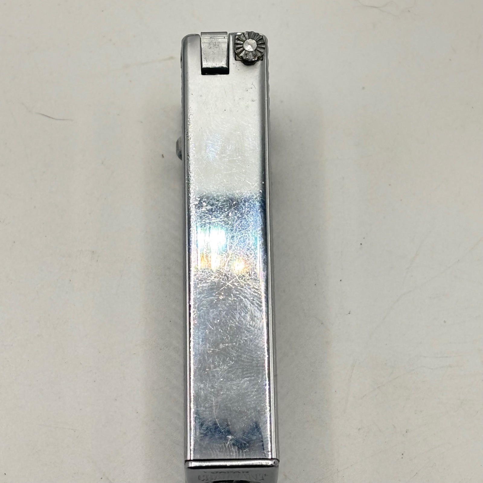 Vintage Charmant Hudson Silver Roller Gas Lighter Diamond Cut Pattern Japan Rare