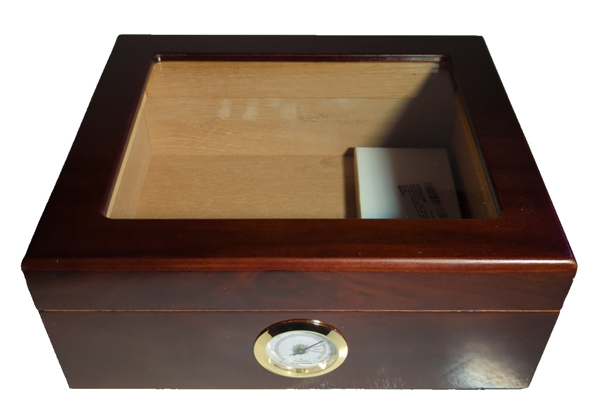 Cigar Humidor Glass Top Spanish Cedar Lined Cigar Box Quality Importers