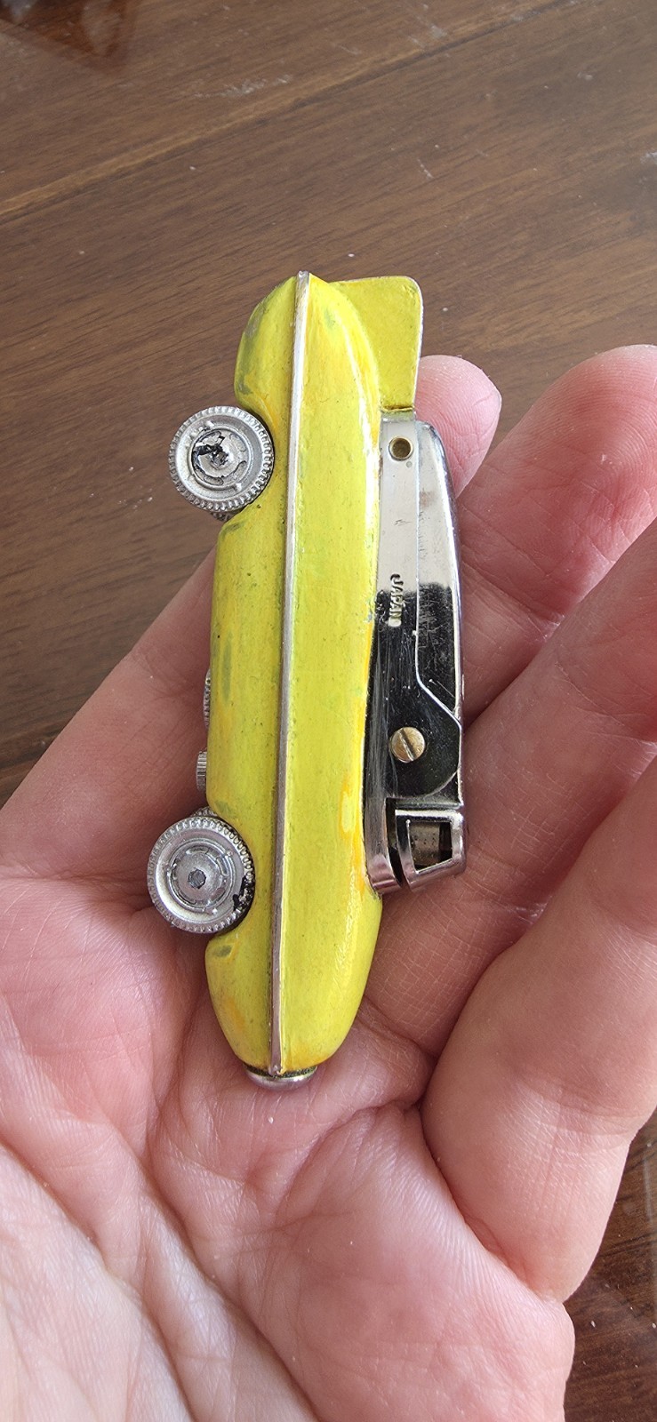 1950 Car THUNDER BIRD Vintage Lighter COLOR SPARKS ENAMEL Not Orig. Wheel