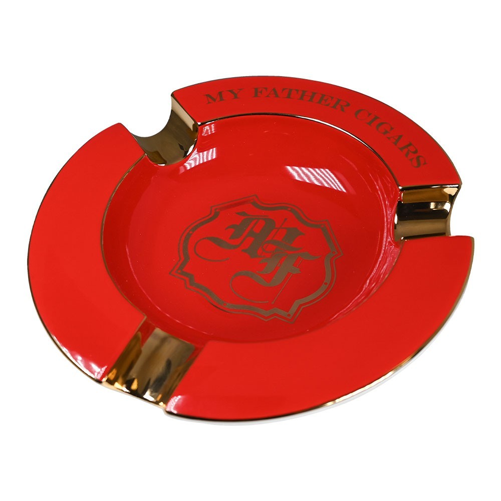 My Father Cigars Round Ceramic Three Cigar Classy Ashtray – Red