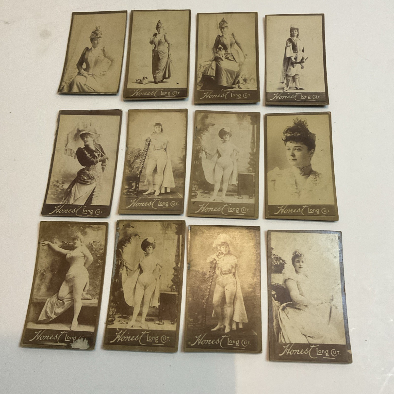 Honest Long Cut Tobacco Actresses Set Of 12 Real Photo Cigarette Trade Card Vntg