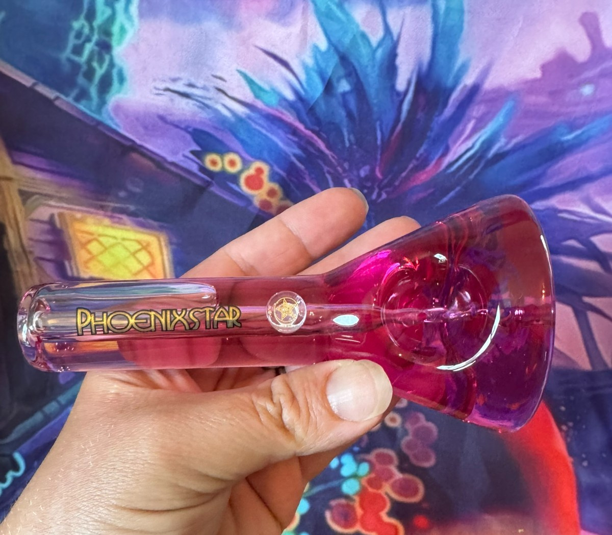 PIPE FREEZE Phoenix Star Glass Hand Pipes With Glycerin – 5″ PURPLE