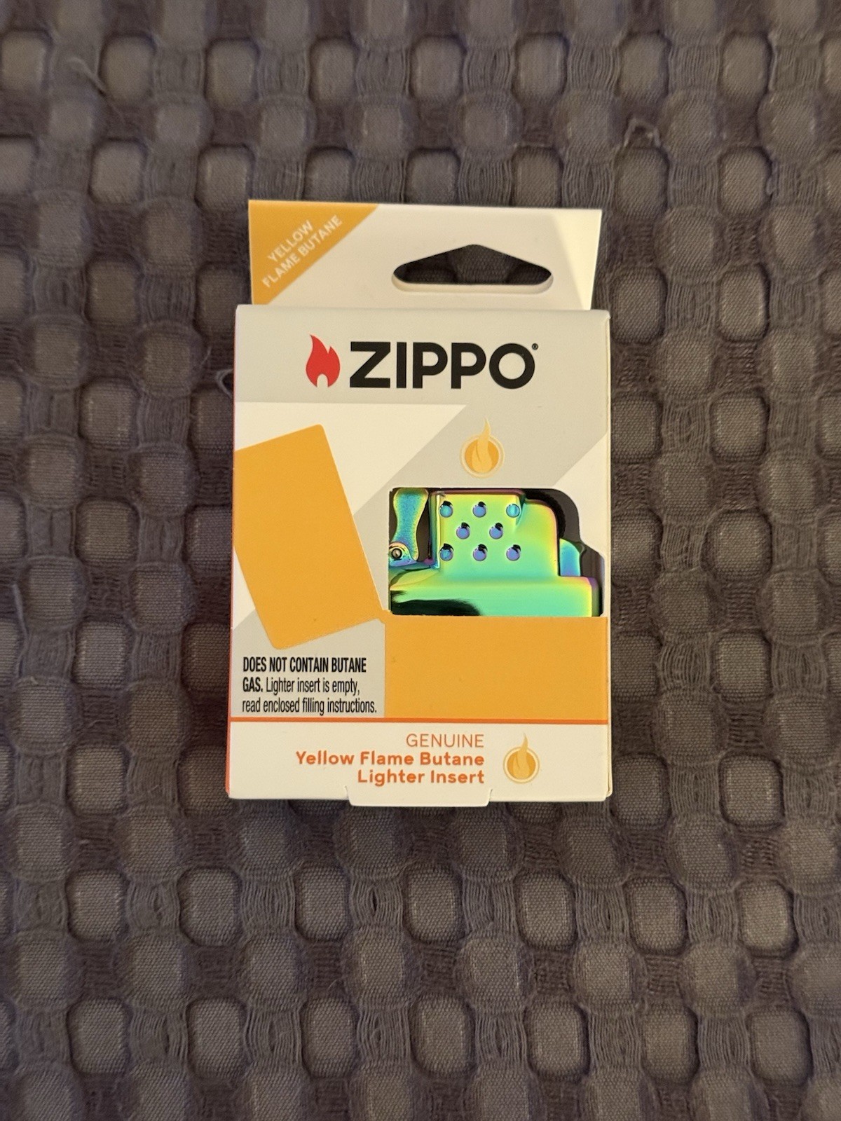 Zippo Iridescent Green Yellow Flame Butane Lighter Insert, New In Box