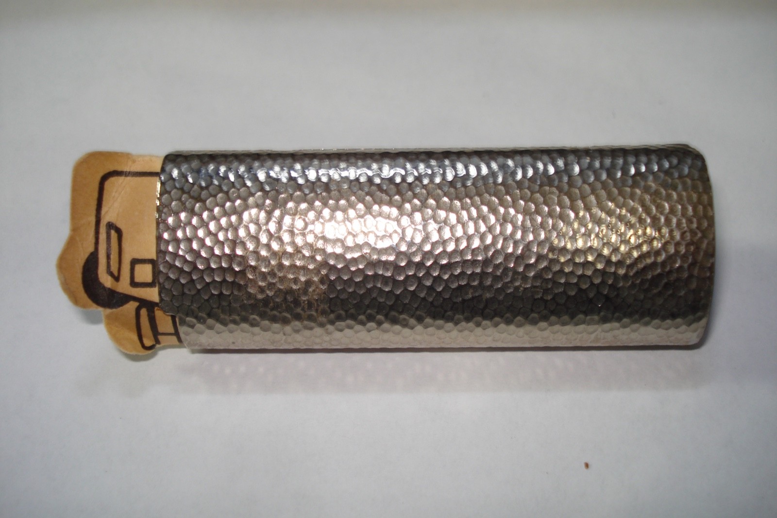 Vintage Silver Tone Hammered Metal Green EYEBALL Bik Case/Holder 80’s