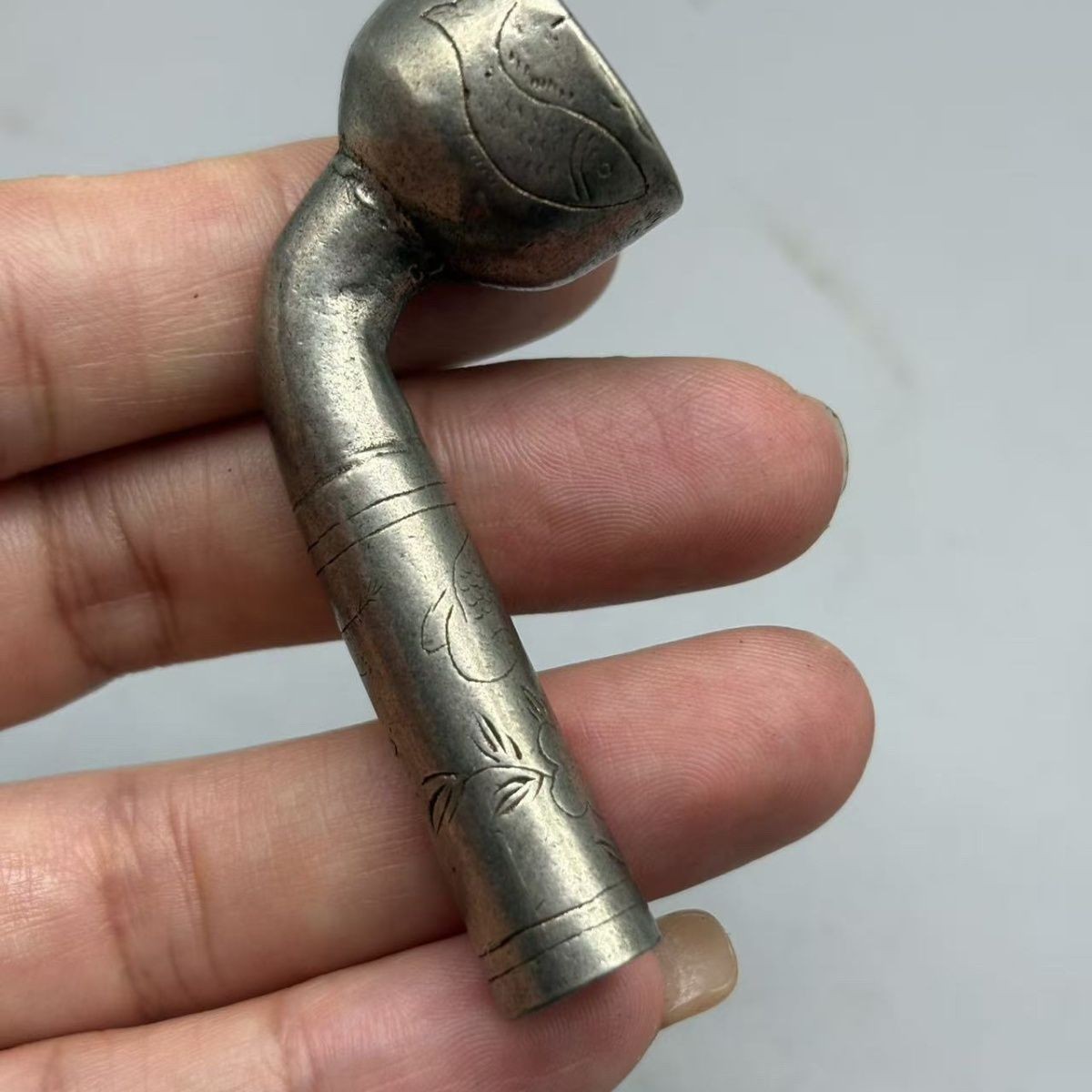 Handcrafted White Copper Floral Pipe Retro Pipe Accessory