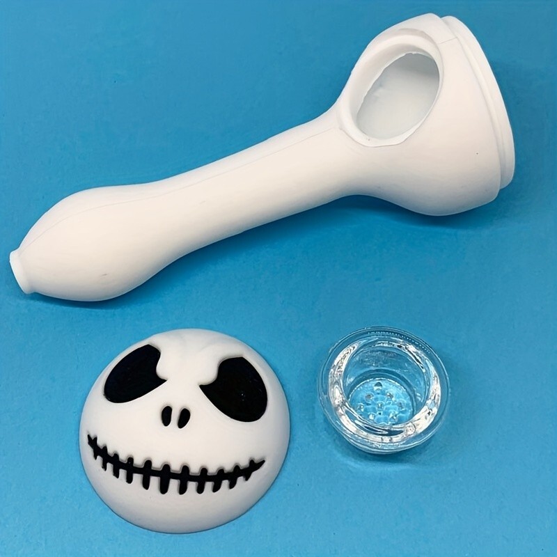 Silicone Tobacco Pipes,White Ghost Smile Design Silicone Smoking Pipe