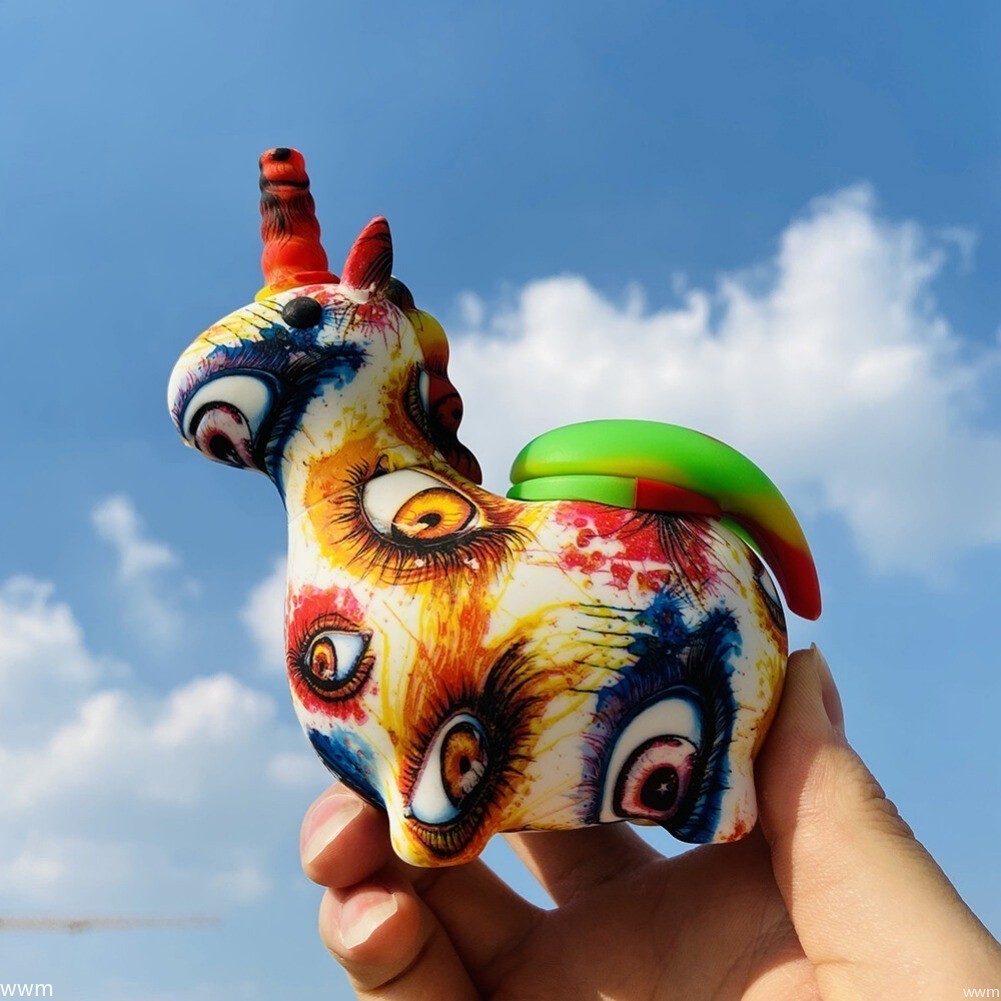 4.7inch Unicorn Bong Hookah Silicone Bong Smoking Water Pipe Shisha + Bowl US