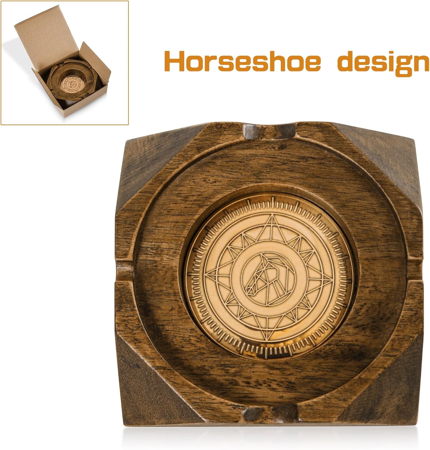 Wooden Cigar Ashtray Accessories for Cigarettes – Indoor Outdoor Patio Home Offi