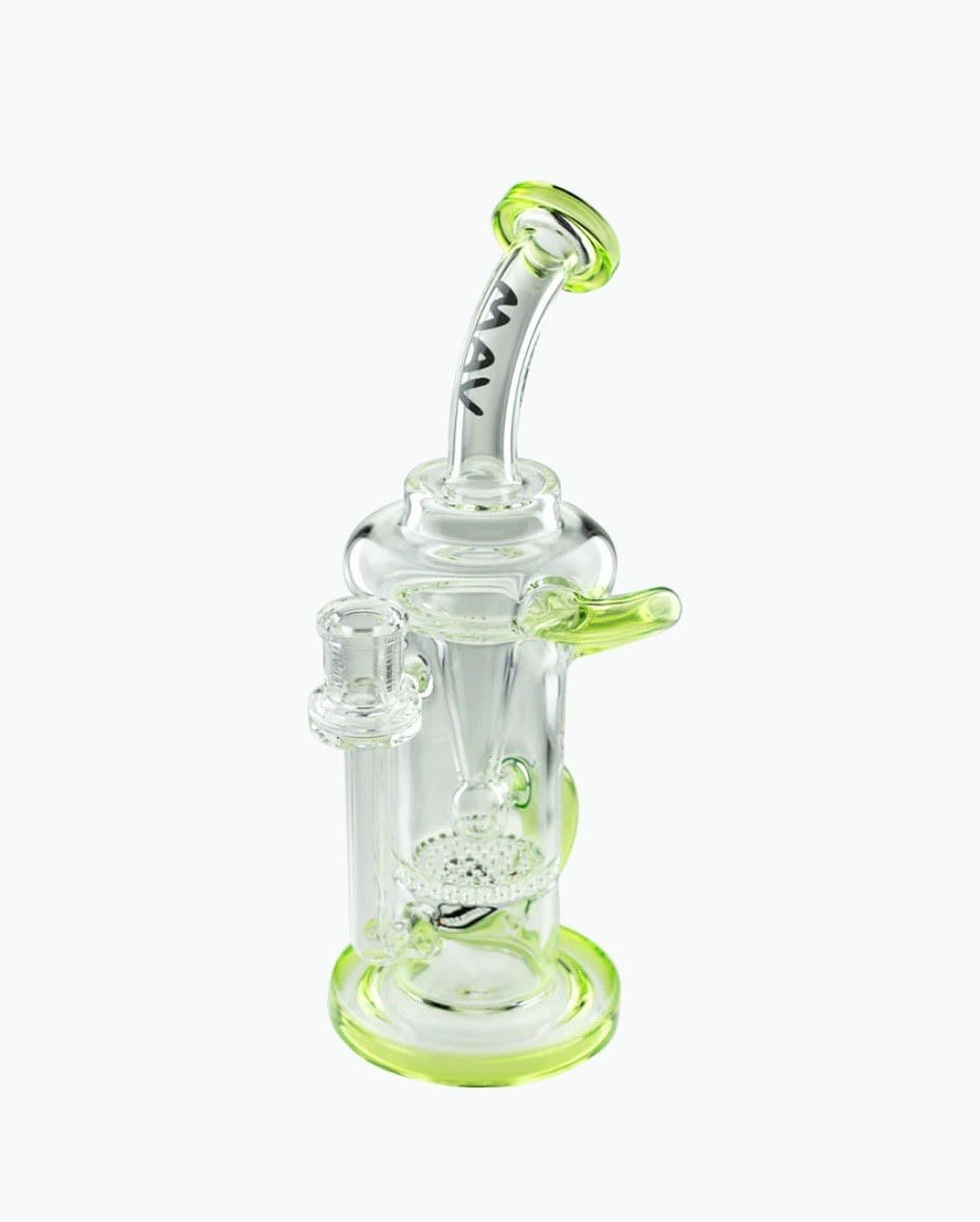 MAV GLASS Sonoma Water Pipe, BUBBLER, RECYCLER, USA MADE, BLUE W/WHITE ACCENTS
