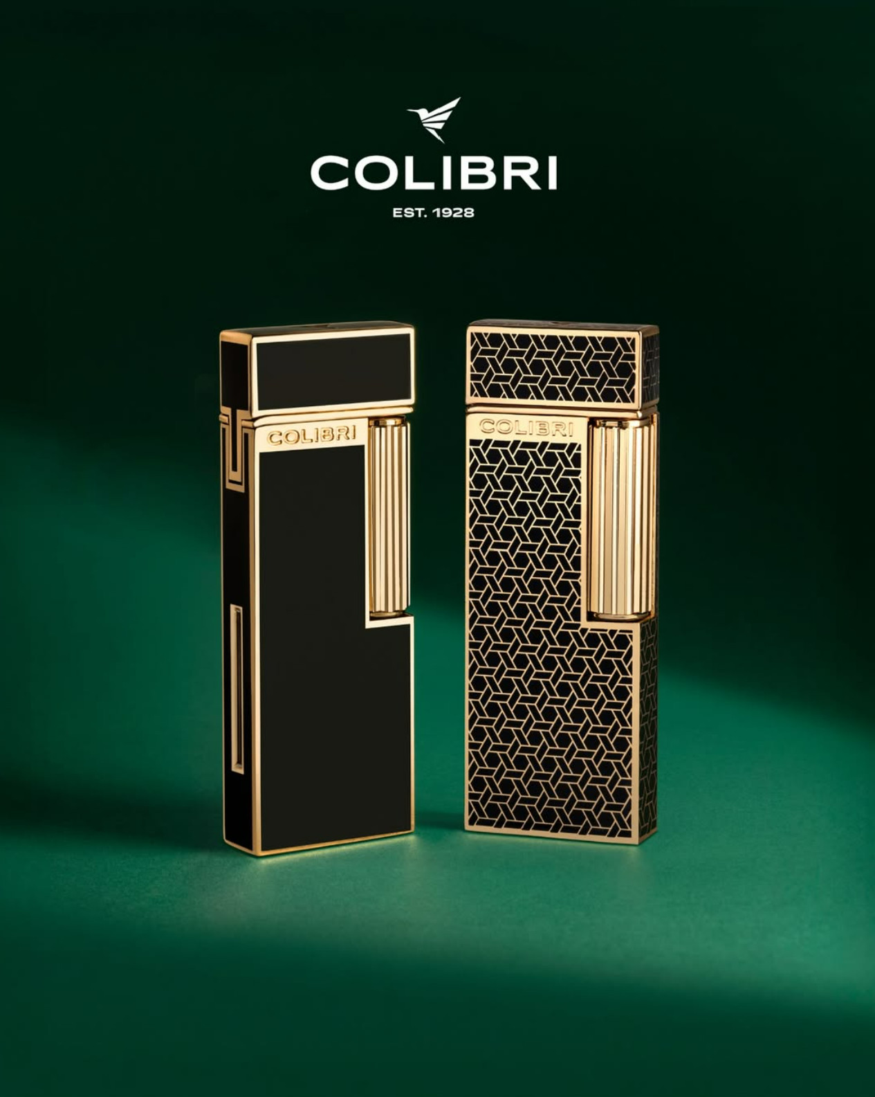 Colibri Cigar Lighter Continental Green Gold
