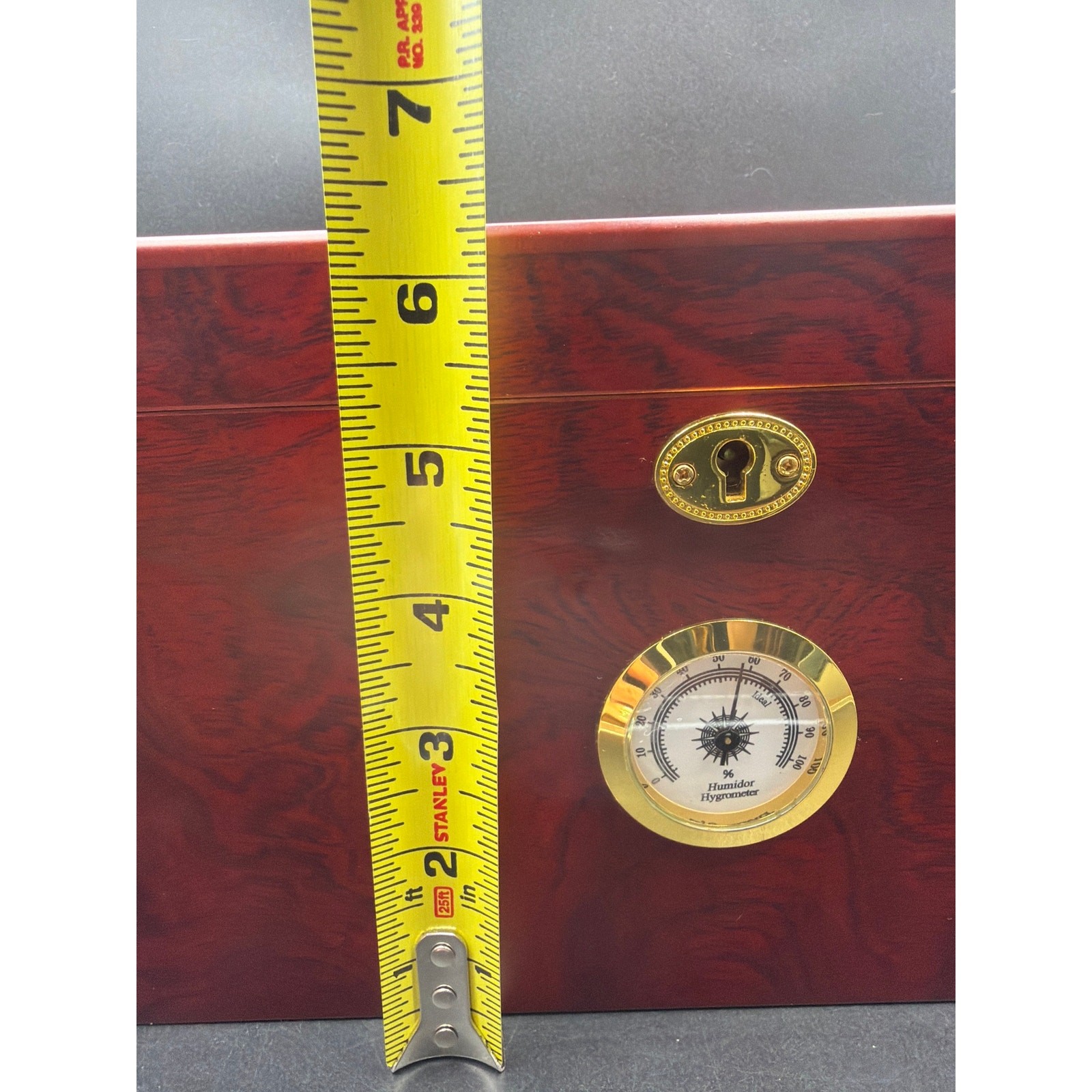 Mantello Cigars Humidor Glass Top Cedar Lined Display Box Hygrometer