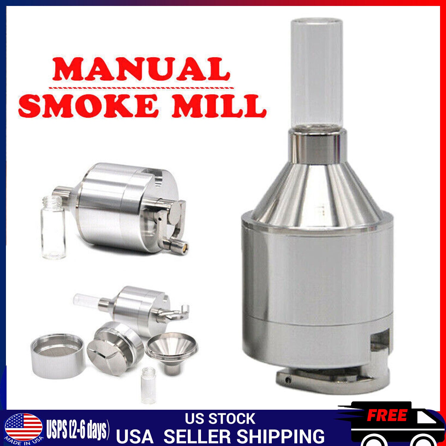 Metal Funnel Deering Grinder Spice Mill Manual Portable 2.2″ Coarse to Fine NEW