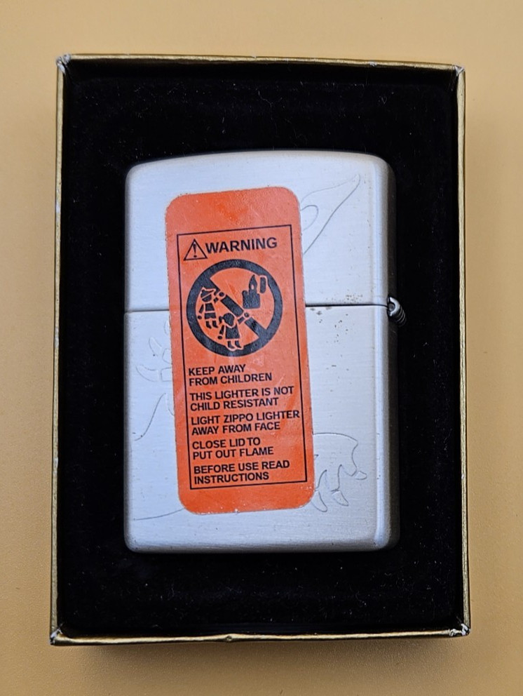 Zippo Lighter 2004 Red Eyed Dragon, 3-Sides, Reverse Etch on Satin Silver