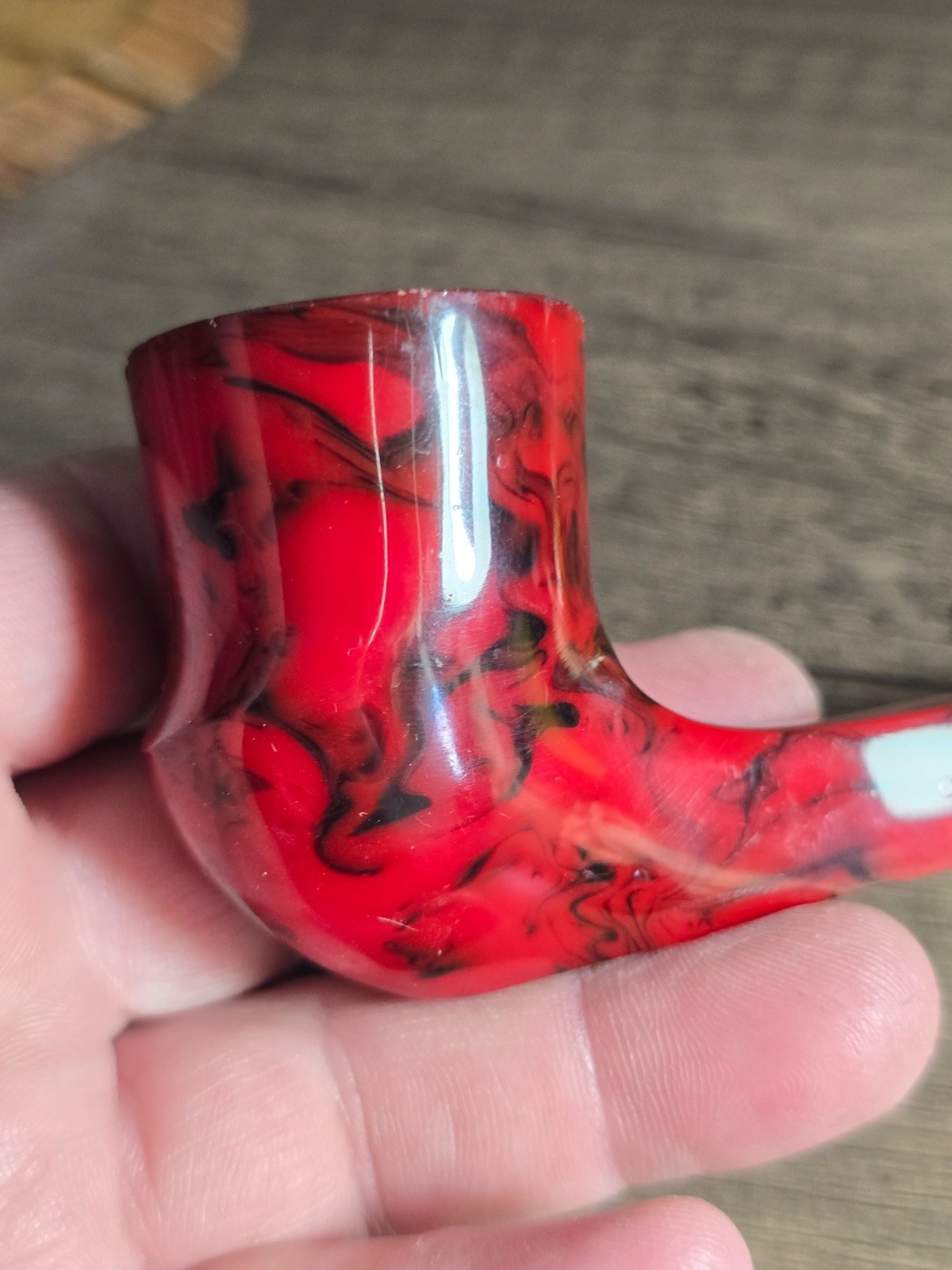Vintage Hilson Fantasia? red swirl resin tobacco pipe Belgium -chip on bowl