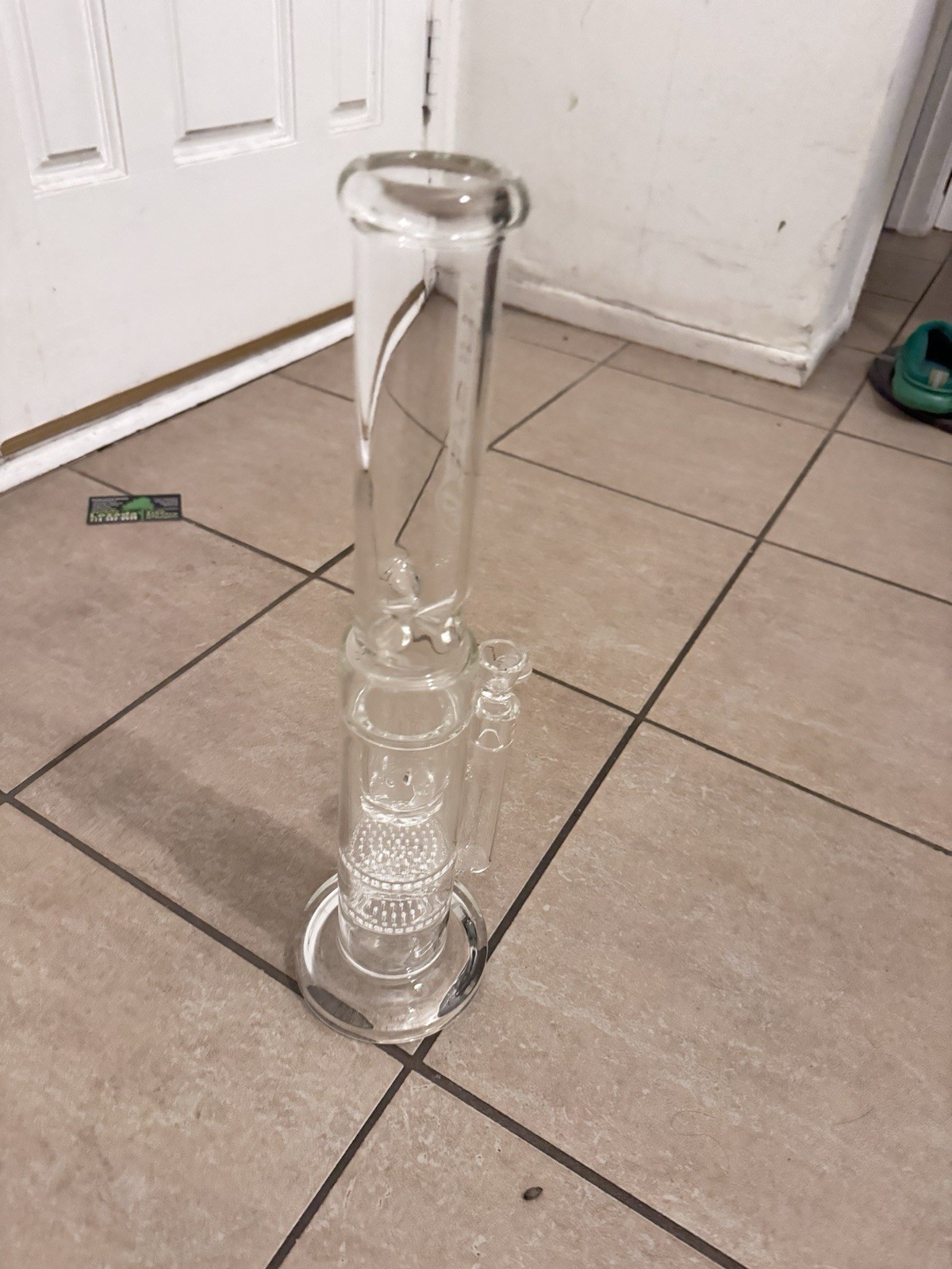 17 inch Stemless Water Pipe Bong with a Triple Honeycomb Perc