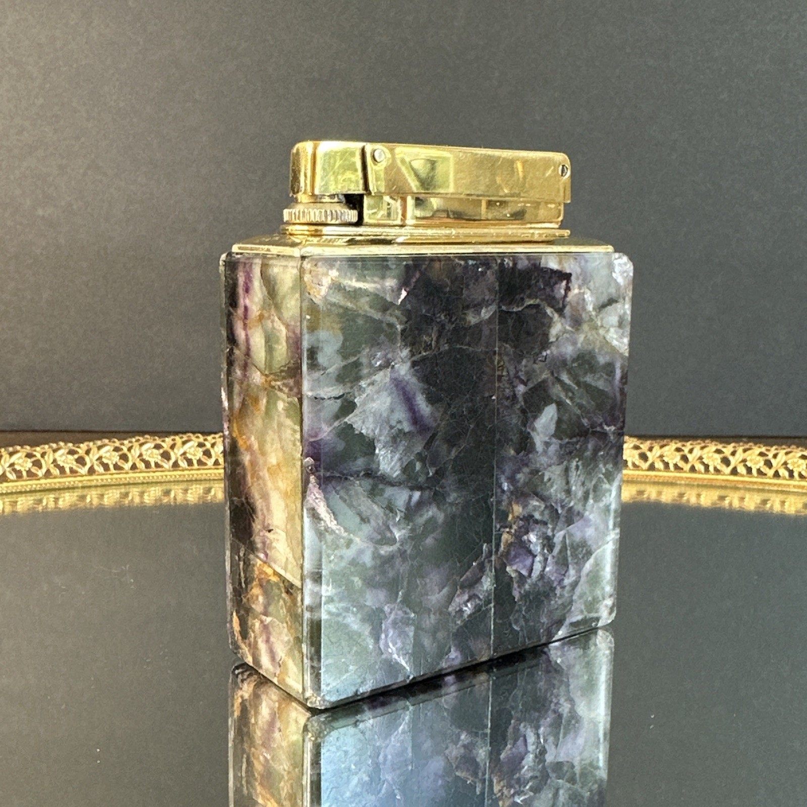 Rowenta Fluorite Table Lighter Germany Rare Not Tested Vintage Stone Art Deco