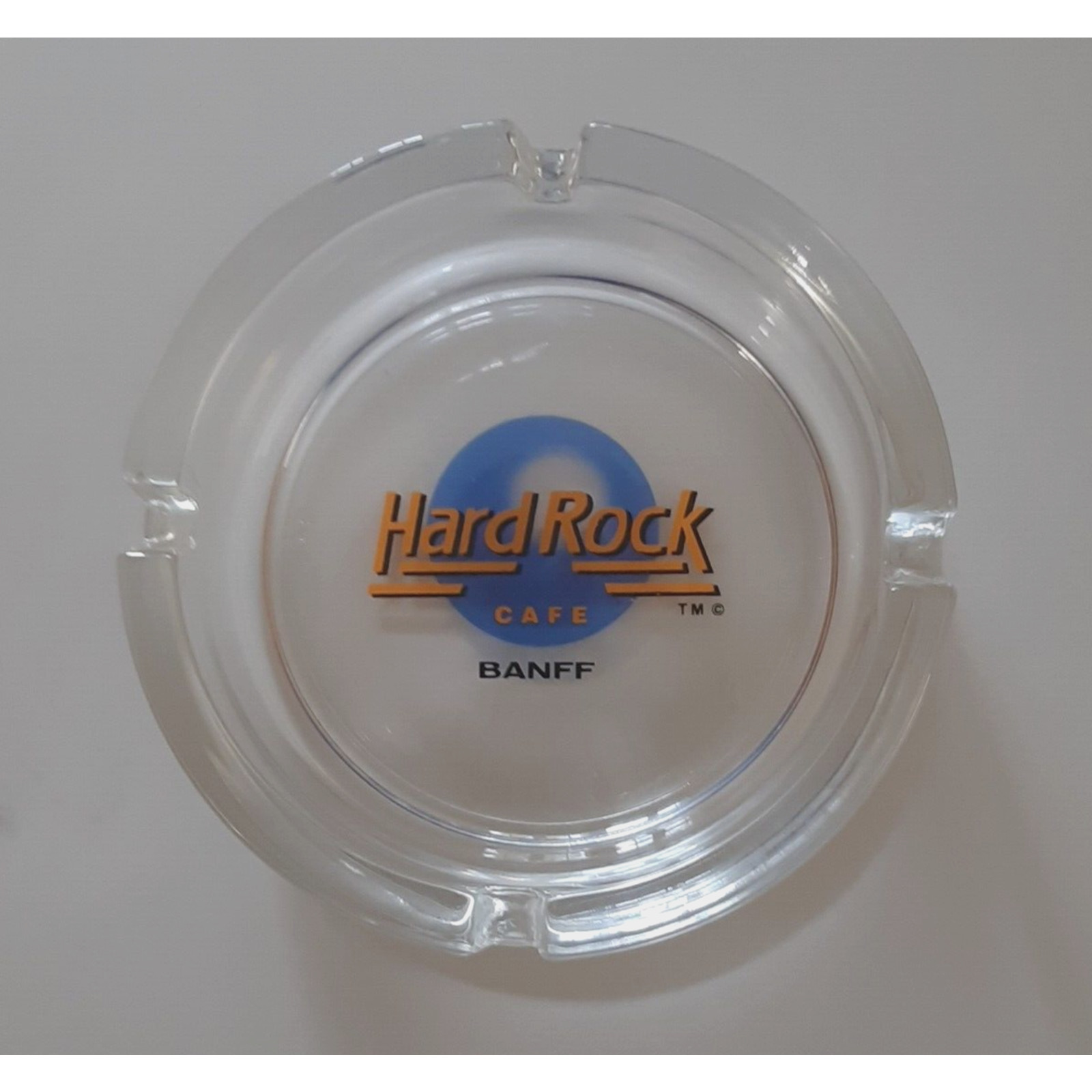 Hard Rock Cafe Banff Glass Ashtray Rare Blue Logo HTF Vtg Banawe Canada unused