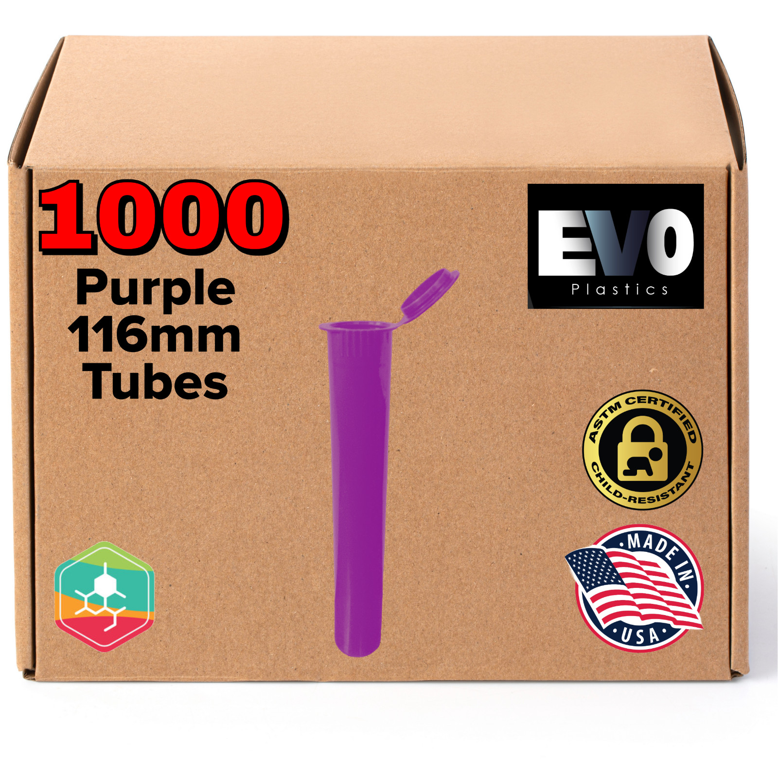 116mm Purple Pre Roll Pop Top Tubes – Plastic Storage – 1000 count