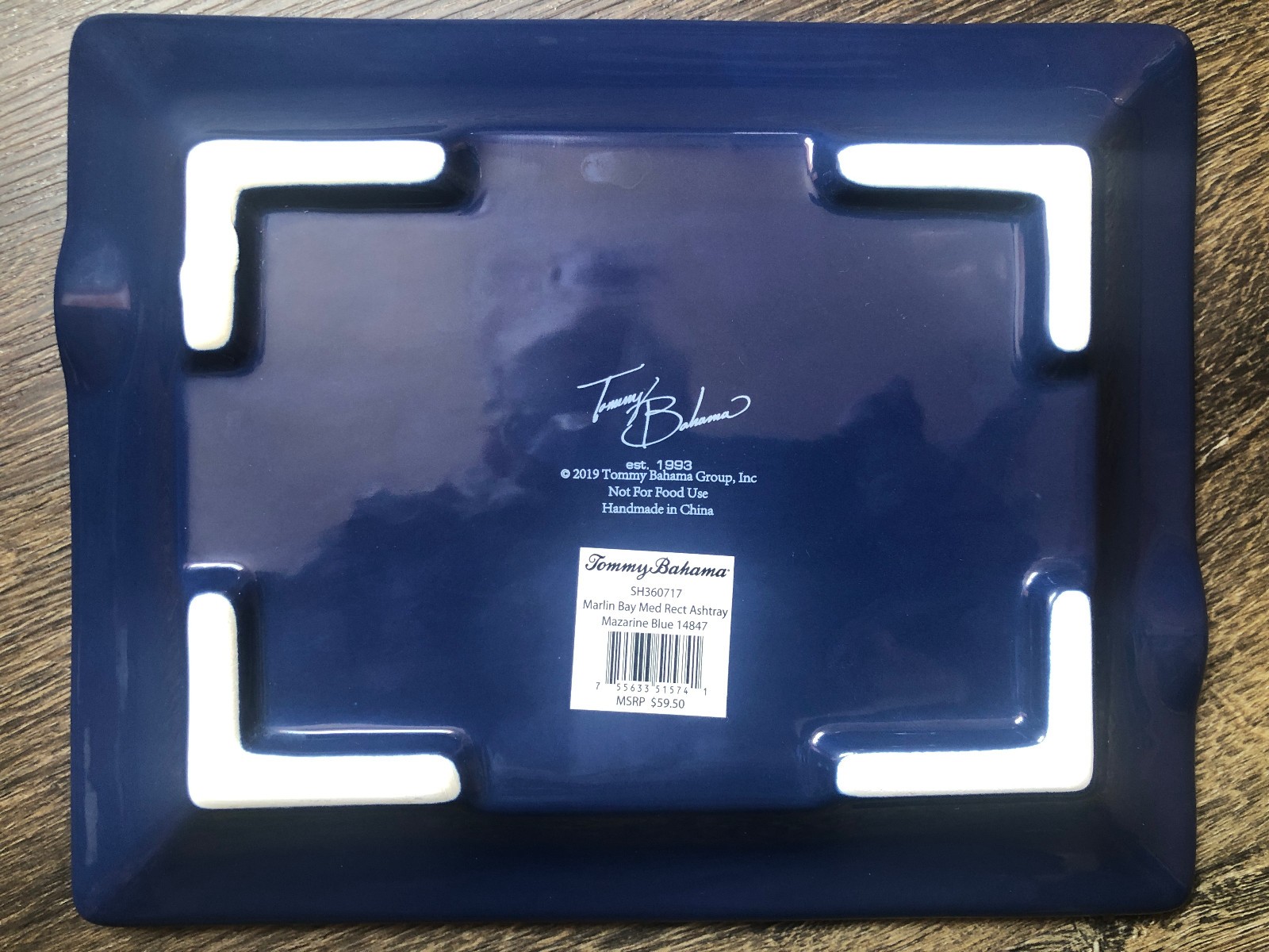 Tommy Bahama Marlin Bay Medium Rectangle Mazarine Blue 2 Cigar Ashtray ~ RARE