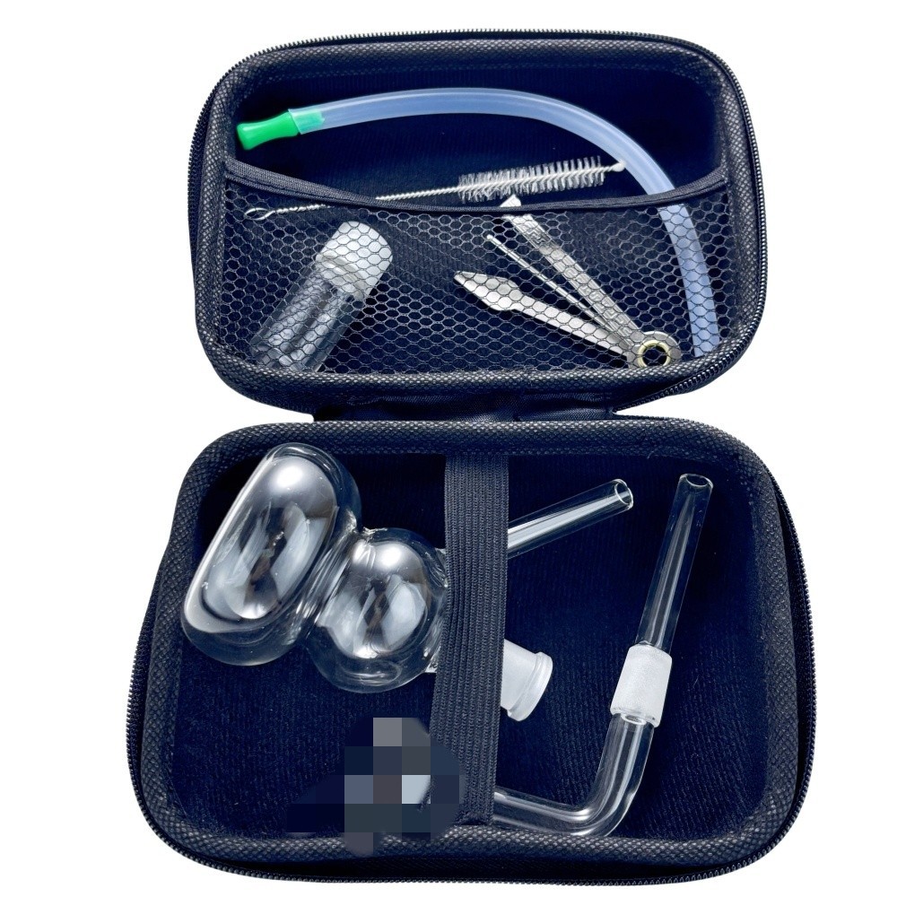 Portable 4″ Glass Bong Gourd Smoking Water Pipe Hookah Bubbler W/Tool Box SET