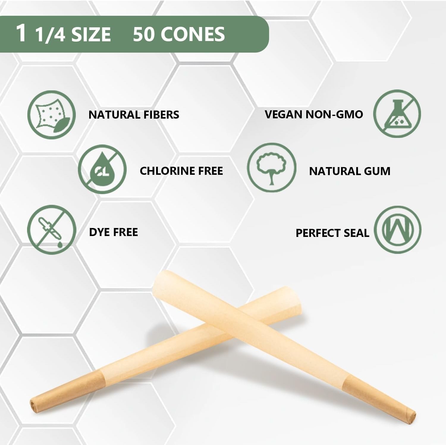 Slow Burning Natural Rolling Papers – 50 Pre-Rolled Cones for Parties