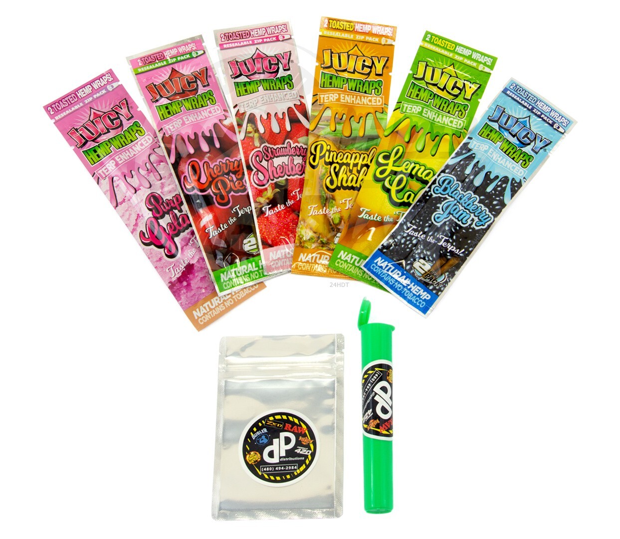 Juicy Terp Enhanced Wraps Variety 6 Packs w/ DP Tube & Smell Bag (Flavors Vary)