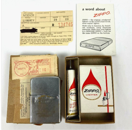 1965 Zippo Lighter Vietnam Era USAF Named Engraved w Box Papers