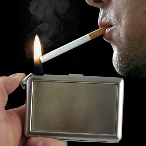 Vintage Japanese Monster Ad Cigarette Case w/Built in Lighter Metal Wallet