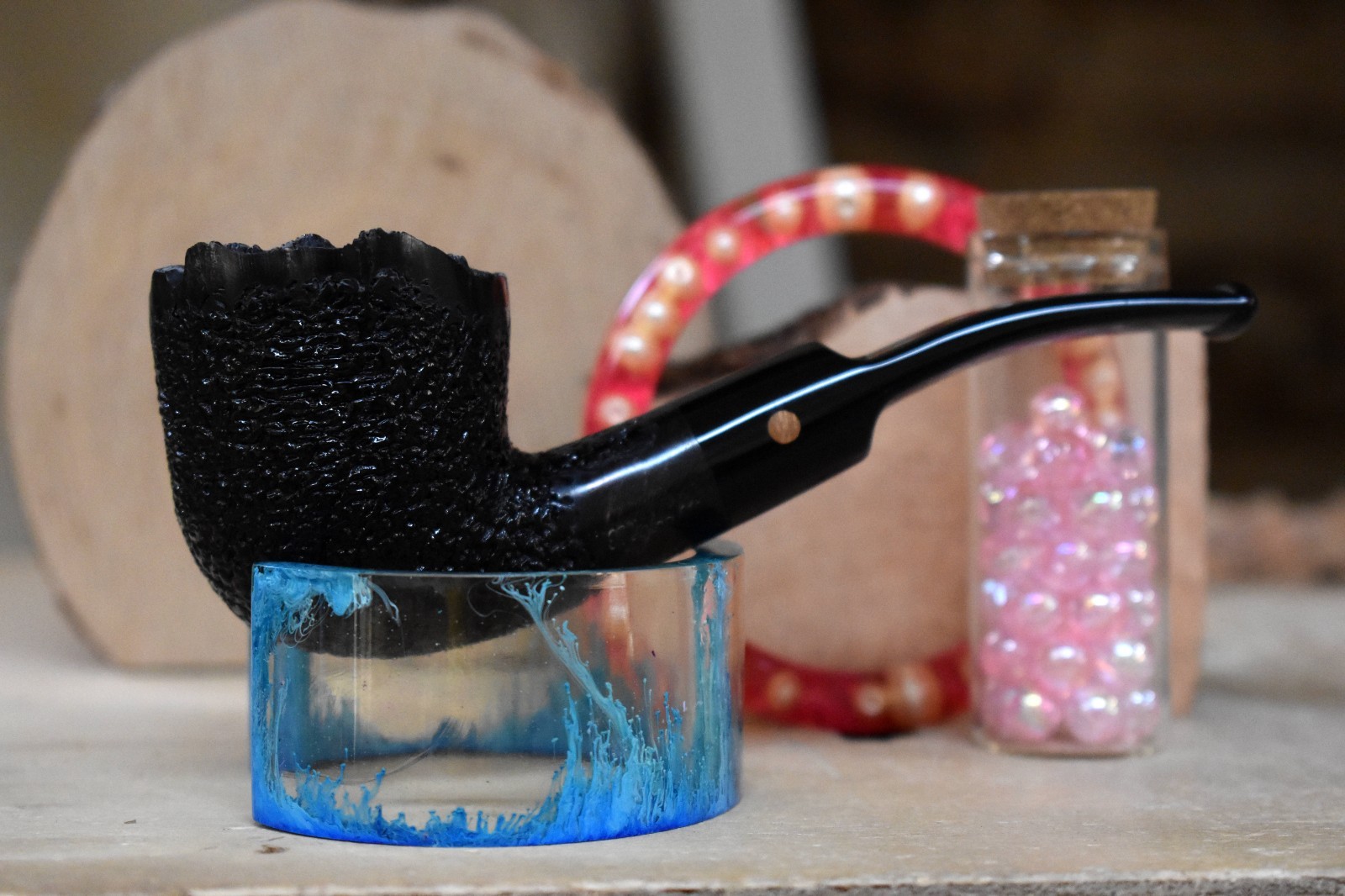 Moretti Pipe Black Rusticated Freehand Natural Top