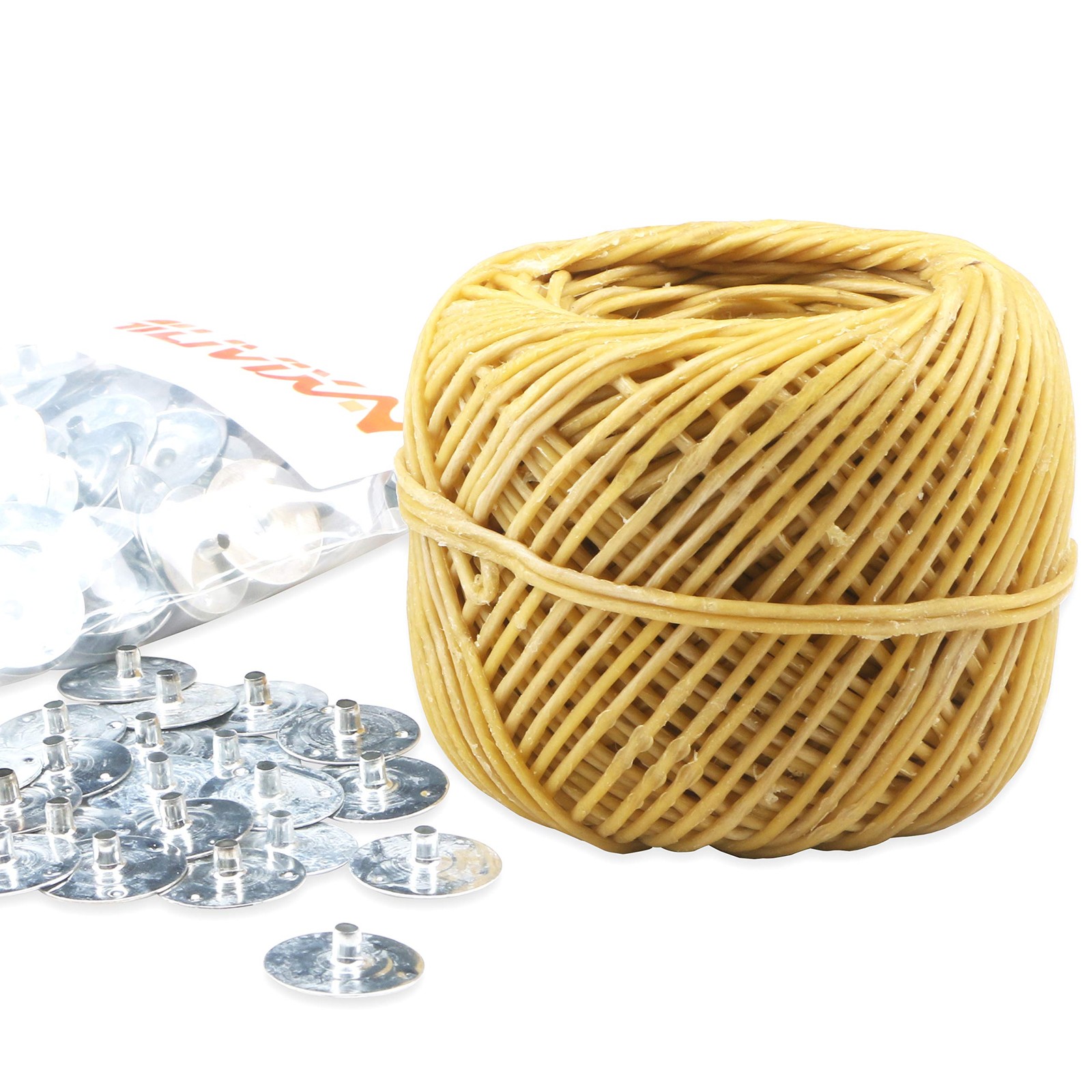 Organic Hemp Candle Wicks Beeswax Coated 200ft Spool 1.0mm Wick Tabs 200pcs DIY