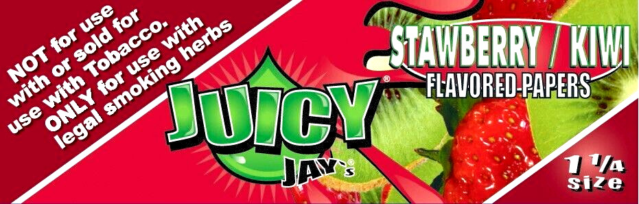 Juicy Jay’s 1 1/4 Rolling Papers Strawberry Kiwi Flavored USA SHPD Best Price!