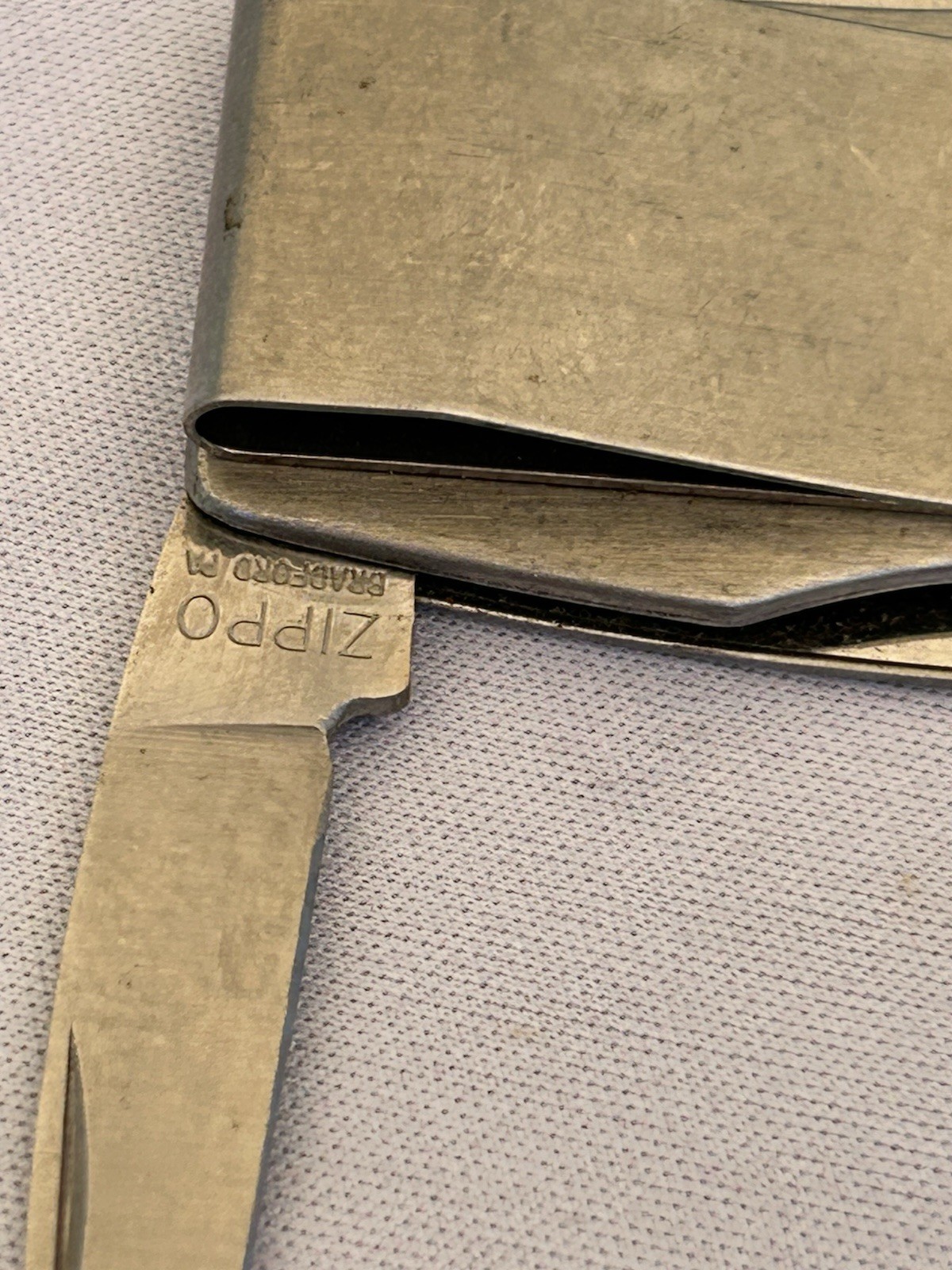 Vintage Zippo Money Clip Knife Advertising Safety Award Silver Toned Red USA