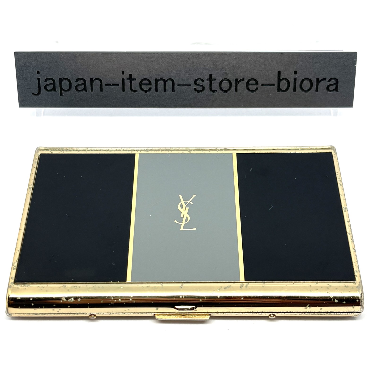 YVES SAINT LAURENT YSL Logo Vintage Cigarette Holder Card Case Black Gray 3