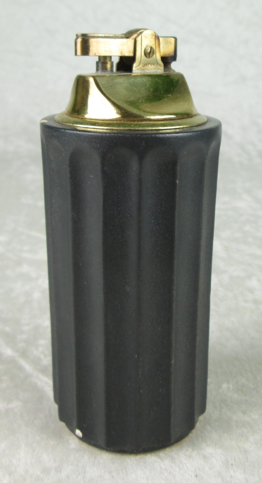 Hyalyn Pottery Table Lighter Black Ribbed Vintage Mid Century Modern 5-1/8in T