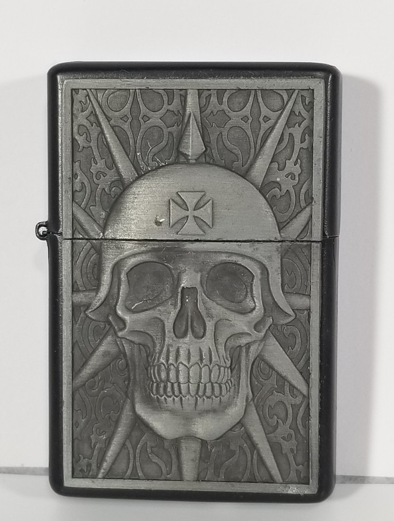 Novelty inc biker skull head baron helmet lighter vintage torch type
