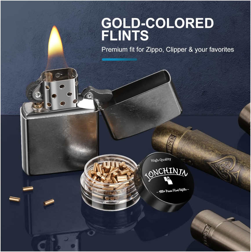 Lighter Flints 100 Pcs, Premium Flint Replacement Refills, Multi-Brand…
