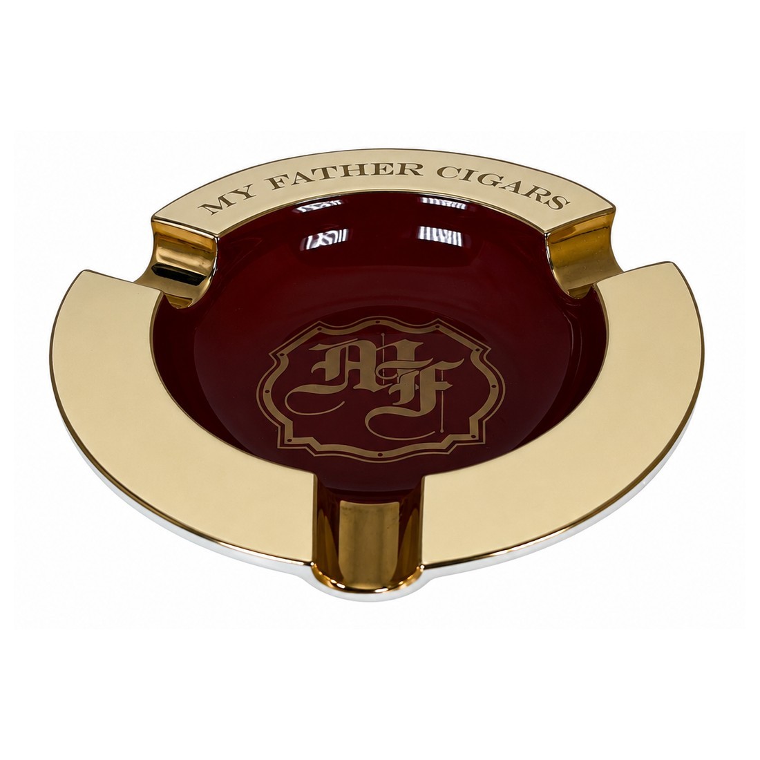 My Father Cigars Round Ceramic Three Cigar Classy Ashtray – Cream / Burgundy