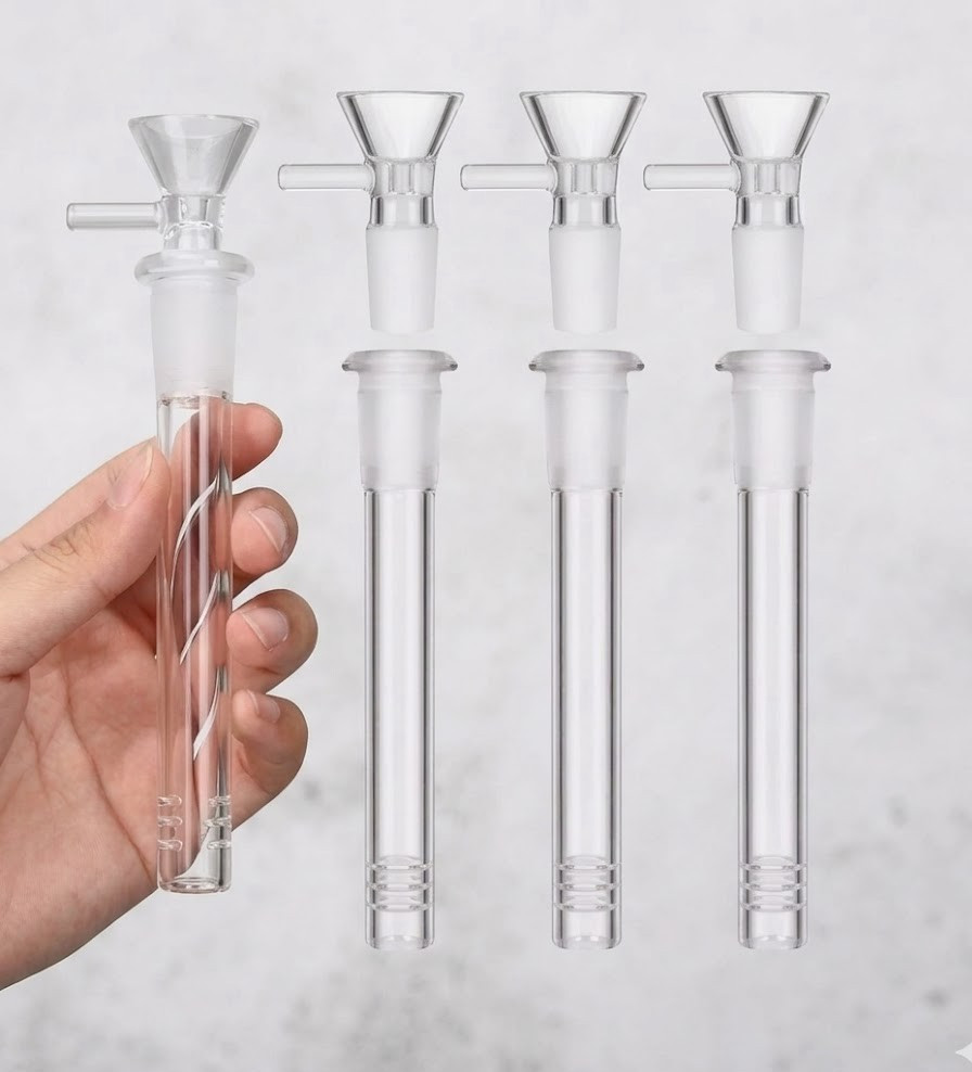 4Pcs 4.5″ Glass Downstem with 14mm Male Bowl Hookah Water Smoking Pipe Bong