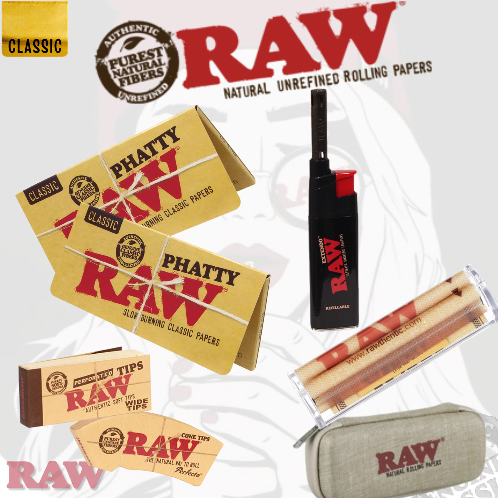 RAW Phatty Paper Phatty Roller Tube Lighter Cone Wallet Wide & Perfect Tip Bundl